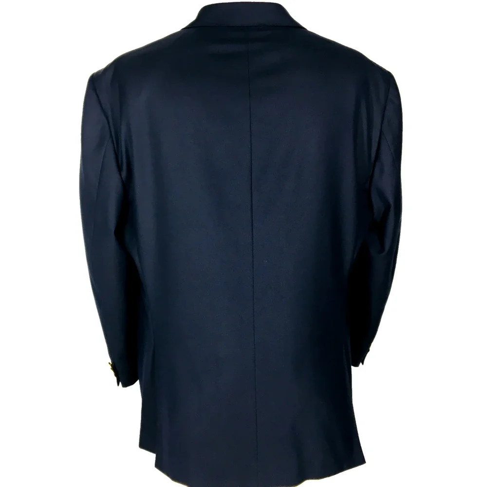 44S Alfred Dunhill Italy Mens Canvassed 3 Bttn Wool Blazer Sport Coat Dark Navy